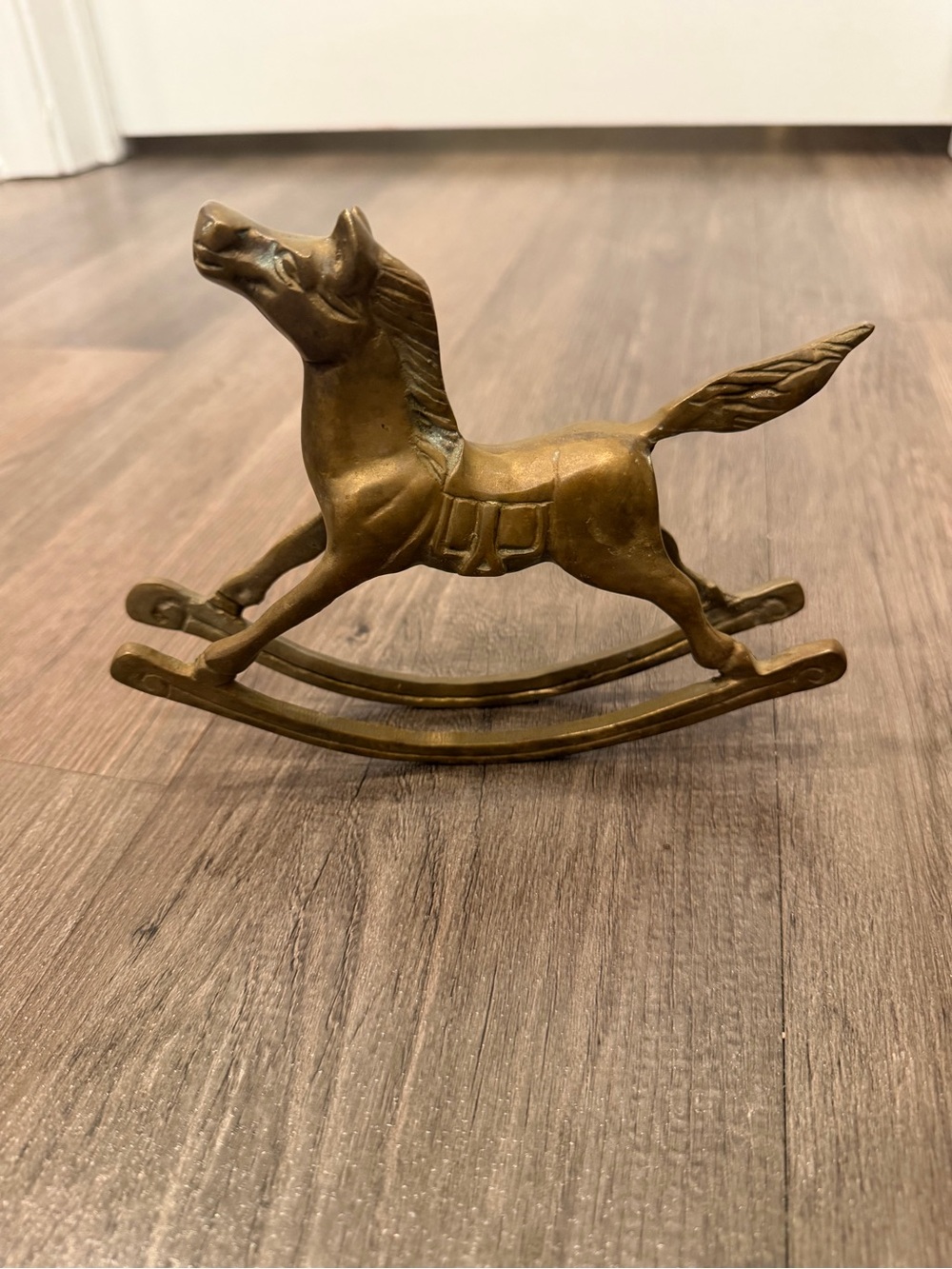 Vintage Brass Rocking Horse Figurine - Warm Brass Finish